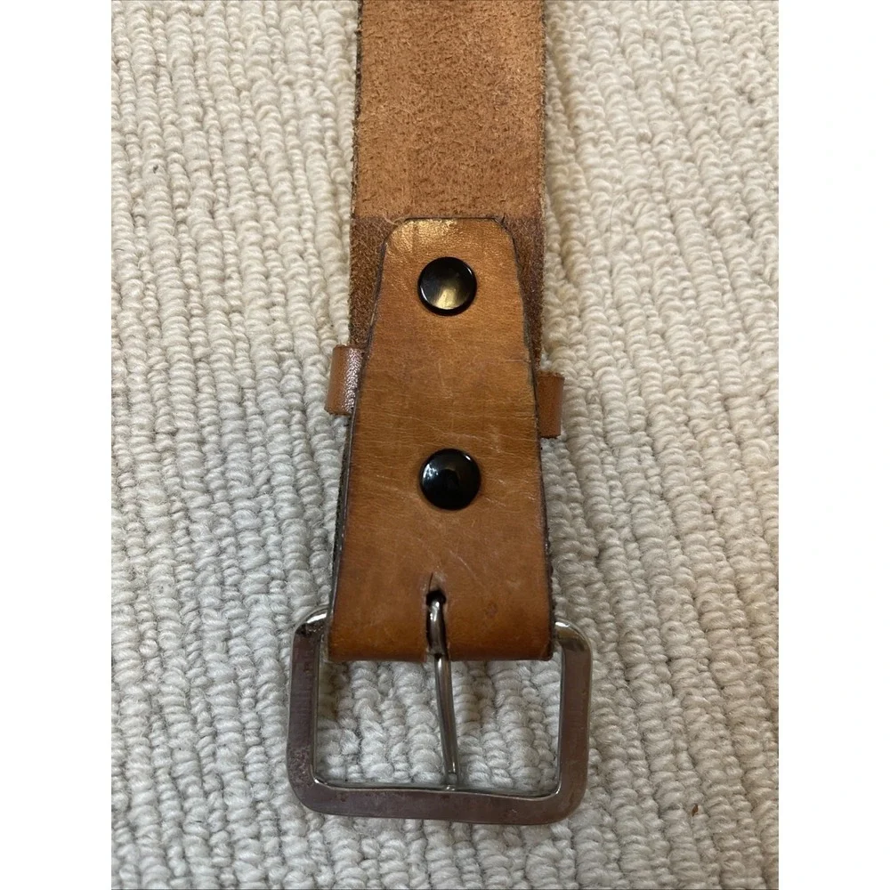 Vintage Kids Medium 32 Hand Tooled Leather Belt Brown Western Cowboy
